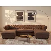 Vente-unique Mehrsitziges Ecksofa aus Mikrofaser mit gealtertem Ledereffekt - CHESTERFIELD