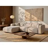 Vente-unique POGNI, Ecksofa, Wohnzimmer, Beige, 5 Sitz(e), 600 kg, Polyurethan