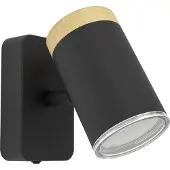 Eglo Wandleuchte Consuma Single schwarz mit Holz