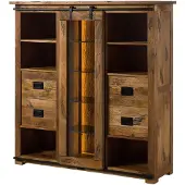 MASSIVMOEBEL24.DE MASSIVMOEBEL24 Highboard Mango / Altholz 142x45x147 natur lackiert RAILWAY LUX #121