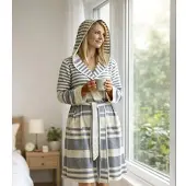 Framsohn Frottier Damenbademantel Boho Living (Farbe: Grau / Größe: S)