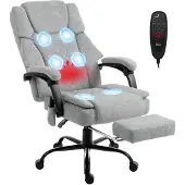 HOMCOM Bürostuhl mit Massagefunktion, Wärmefunktion, Höhenverstellbar, Grau