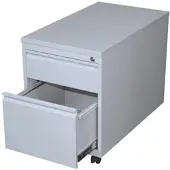 LÜLLMANN Rollcontainer, Frontgriffleiste, 2 Schubladen, 610 x 460 x 790 mm, lichtgrau