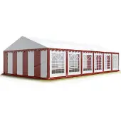 Profizelt24 Partyzelt Festzelt 6x12 m Garten-Pavillon PVC Plane 700 N in rot-weiß Wasserdicht