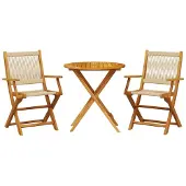 vidaXL 3-tlg. Bistro-Set Beige Polypropylen und Massivholz