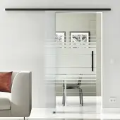 Levidor Glasschiebetür Komplettset 65 x 205 cm Hamburg Schwarz mit Stangengriff