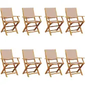 vidaXL Gartenstühle 8 Stk. Klappbar Taupe Stoff und Massivholz