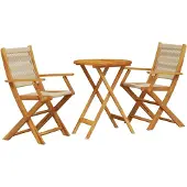 vidaXL 3-tlg. Bistro-Set Beige Polypropylen und Massivholz