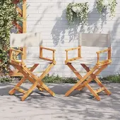 vidaXL Eleganten-Stil Klappbare Gartenstühle 2 Stk. Cremeweiß Stoff Gartenstühle DE511227