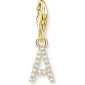 Thomas Sabo Charm-Anhänger Buchstabe A mit Weissen Steinen Vergoldet