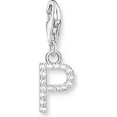 Thomas Sabo Charm-Anhänger Buchstabe P mit Weissen Steinen Silber
