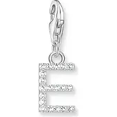 Thomas Sabo Charm-Anhänger Buchstabe E mit Weissen Steinen Silber