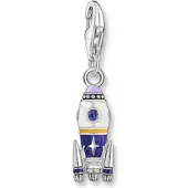Thomas Sabo Charm-Anhänger Rakete mit bunter Kaltemaille Silber geschwärzt