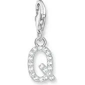 Thomas Sabo Charm-Anhänger Buchstabe Q mit Weissen Steinen Silber
