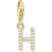 Thomas Sabo Charm-Anhänger Buchstabe H mit Weissen Steinen Vergoldet