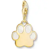 Thomas Sabo Charm-Anhänger Hundepfote mit weisser Kaltemaille vergoldet