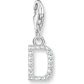 Thomas Sabo Charm-Anhänger Buchstabe D mit Weissen Steinen Silber