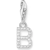 Thomas Sabo Charm-Anhänger Buchstabe B mit Weissen Steinen Silber