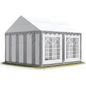 TOOLPORT Partyzelt Festzelt 3x3 m Garten-Pavillon PVC Plane 700 N in grau-weiß Wasserdicht