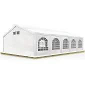 TOOLPORT Partyzelt Festzelt 5x10 m in weiß Professional PE Plane 550 N Wasserdicht UV Schutz mit BODENRAHMEN Gartenzelt
