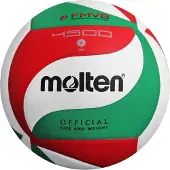 Molten V4M4500 Volleyball Größe 4 – PU, 18-Panel, geklebt – Trainings- & Hallenball, FIVB-konform, Weiß/Rot/Grün