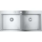 GROHE K800 120-S, Aufsatzwanne, Rechteckig, Edelstahl, Edelstahl, 2 Becken, Rechteckig