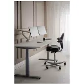 BakkerElkhuizen Monitorarm BE Flexible Dual, für 2 Monitore, bis 10 kg, dreh-, neig- und schwenkbar, 80 mm Klemmweite, VESA-komaptibel, ergonomisch, Höhenverstellbar von 170 bis 582 mm, hellgrau/weiß