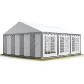 TOOLPORT Partyzelt Festzelt 4x6 m Garten-Pavillon PVC Plane 700 N in grau-weiß Wasserdicht