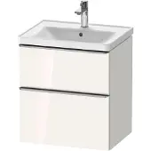 Duravit D-Neo Waschtischunterbau wandhängend, 584x625x452mm, 1 Auszug, 1 Schubkasten, mit Griff Edelstahl gebürstet, DE4359070220000, Farbe: Weiß Hochglanz Dekor