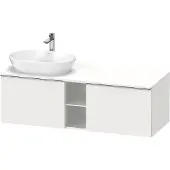 Duravit D-Neo Konsolenwaschtischunterbau wandhängend (Ausschnitt links), 1400x459x550mm, 2 Auszüge, 2 offene Fächer, mit Griff Edelstahl gebürstet, DE4950L70180000