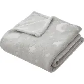 Atmosphera Glow-in-the-Dark Fleece-Decke - Grau, extra warme, wendbare Winterdecke für Nickerchen, 150x125cm