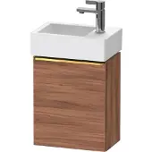 Duravit D-Neo, Konsolenwaschtischunterbau wandhängend, 364x440x222mm, eine Tür, Türanschlag Links, mit Griff Gold poliert, DE4218L34790000, Farbe: Nussbaum Matt Dekor