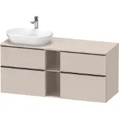 Duravit D-Neo Konsolenwaschtischunterbau wandhängend (Ausschnitt links), 1400x664x550mm, 2 Auszüge, 2 Schubkästen, 2 offene Fächer, mit Griff Diamantschwarz, DE4970LBD910000, Farbe: Taupe Matt Dekor