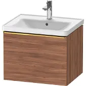 Duravit D-Neo Waschtischunterbau wandhängend, 584x440x452mm, 1 Auszug, mit Griff Gold poliert, DE4249034790000, Farbe: Nussbaum Matt Dekor