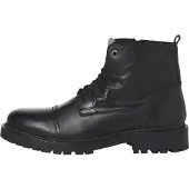 Jack & Jones 12258045_212_45, Stiefel, Schwarz, Anthrazit, Rundzeh, Schnürverschluss, Reißverschluss, Mikrofaser, 100% Polyester
