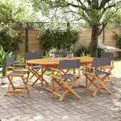 vidaXL Möbel Klappbare Gartenstühle 6 Stk. Dunkelgrau Stoff - Gartensessel 3208914
