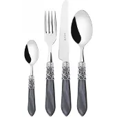 Casa Bugatti melodia verchromter ring, schwarzer griff, 24-teiliges besteckset, galeriebox,