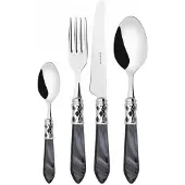 Casa Bugatti aladdin chromring, 24-teiliges besteckset, schwarzer griff, wenge-box,