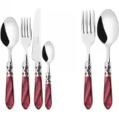 Casa Bugatti aladdin chromring, besteckset 50 tlg. roter griff, galeriebox,
