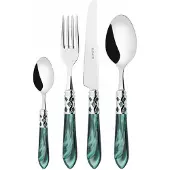 Casa Bugatti aladdin chromring, besteckset 24 tlg. grüner griff, galeriebox, casa