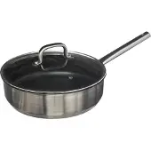 Secret De Gourmet Edelstahlpfanne mit Deckel, Antihaftbeschichtung, 29,5 cm