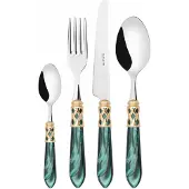 Casa Bugatti aladdin goldring, 24-teiliges besteckset, grüner griff, kompakte box,