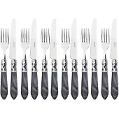 Casa Bugatti aladdin chromring, 12-teiliges obstbesteckset, schwarzer griff, galeriebox,