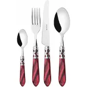 Casa Bugatti aladdin chromring, 24-teiliges besteckset, roter griff, wenge-box,