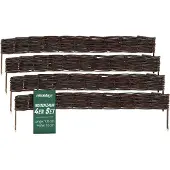 Relaxdays Beeteinfassung, Weide, 4er Set, HxB: 10 x 100 cm, zum Stecken, Beet & Rasen, niedrige Beetumrandung, braun