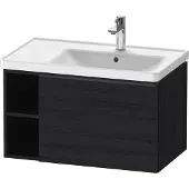Duravit D-Neo Waschtischunterbau wandhängend, 784x440x452mm, 1 Auszug, 1 offenes Fach seitlich links, mit Griff Diamantschwarz, DE42570BD160000, Farbe: Eiche Schwarz Matt Dekor