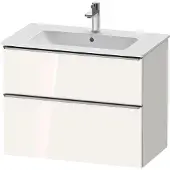 Duravit D-Neo Waschtischunterbau wandhängend, 810x625x462mm, 1 Auszug, 1 Schubkasten, mit Griff Edelstahl gebürstet, DE4362070220000, Farbe: Weiß Hochglanz Dekor