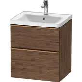 Duravit D-Neo Waschtischunterbau wandhängend, 584x625x452mm, 1 Auszug, 1 Schubkasten, mit Griff Bronze gebürstet, DE4359004210000, Farbe: Nussbaum Dunkel Matt Dekor