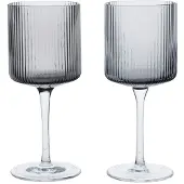 Ferm Living Weißweinglas Ripple Smoked Grey 260 ml (2er-Set)