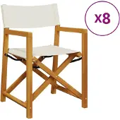 Syfax 8-teiliges Klappstuhl-Set, cremeweißer Stoff